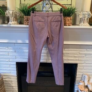 EXPRESS Columnist Skinny Mid Rise Stretch Houndstooth Burgundy Trouser Pants 4